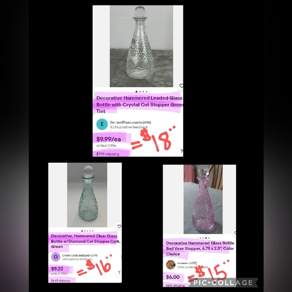 Vintage Empoli Italian Decanter & 3 Pastel Glass Bottles w/ Stoppers - Picture 11 of 11